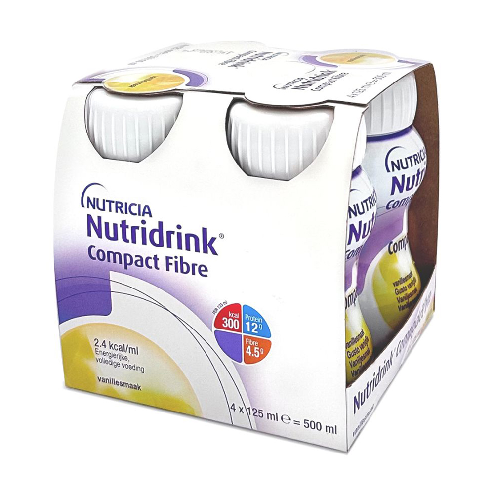 Спеціальне ентеральне харчування Nutricia Nutridrink Compact Fibre з харчовими волокнами зі смаком ванілі, від 3 років, 4*125 мл